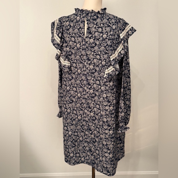 The New Society Floral Navy Smock Dress with Lace Details - Picture 6 of 16